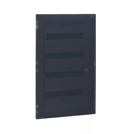 Practibox3 süllyesztett kiselosztó, átlátszó füstszínű ajtóval, védőföld és nulla elosztókapoccsal, 4 sor 72 modul, 742x422