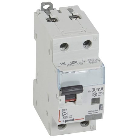 DX3 1P+N kombinált áram-védőkapcsoló C3 6000A / 10kA 30mA AC típus