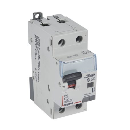 DX3 1P+N kombinált áram-védőkapcsoló C6 6000A / 10kA 30mA A típus