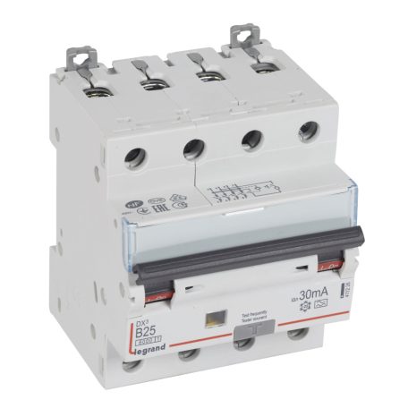 DX3 4P kombinált áram-védőkapcsoló  B25 6000A / 10kA 30mA A típus