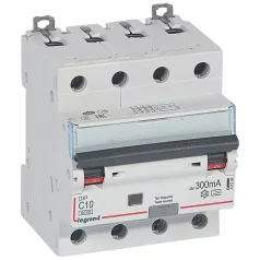   DX3 4P kombinált áram-védőkapcsoló  C10 6000A / 10kA 300mA A típus