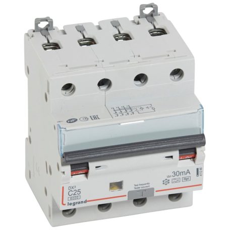 DX3 4P  kombinált áram-védőkapcsoló C25 6000A / 10kA 30mA A-Hpi
