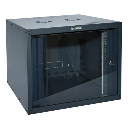LEGRAND fali rack szekrény 19'' 12U MAG: 626 SZÉL: 600 MÉLY: 600 antracit egyrészes üvegajtós készre szerelt MAX: 36 kg Linkeo