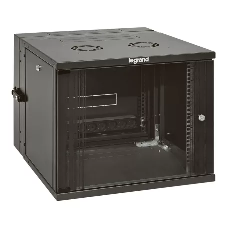 LEGRAND fali rack szekrény 19'' 12U MAG: 626 SZÉL: 600 MÉLY: 610 antracit kétrészes üvegajtós készre szerelt MAX: 36 kg Linkeo