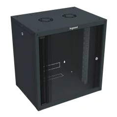   LEGRAND fali rack szekrény 19'' 9U MAG: 494 SZÉL: 600 MÉLY: 450 antracit egyrészes üvegajtós lapraszerelt levehető oldallapos MAX: 27 kg Linkeo