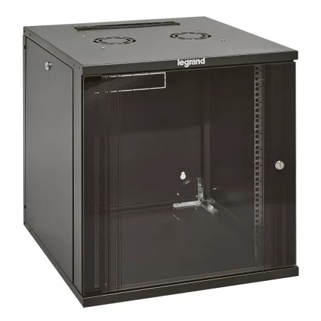 LEGRAND fali rack szekrény 19'' 6U MAG: 362 SZÉL: 600 MÉLY: 600 antracit egyrészes üvegajtós lapraszerelt levehető oldallapos MAX: 18 kg Linkeo