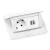 Pop-up felszerelt felnyíló süllyesztett doboz 4 modul, 1x2P+F, 2xUSB (2,4A), 2 m vezeték 2P+F dugóval, fehér