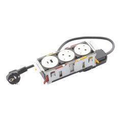   Incara Disq In 3 - bútorba süllyeszthető 2x2P+F + 1xUSB A+C aljzat, 2m kábellel, fehér