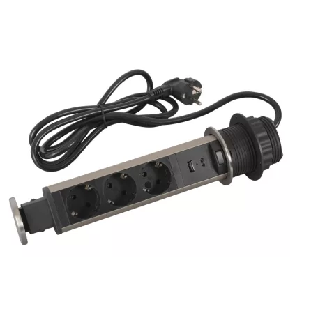 Incara Tower 60 - bútorba süllyeszthető, 3x2P+F + USB A+C aljzat, 2m kábellel