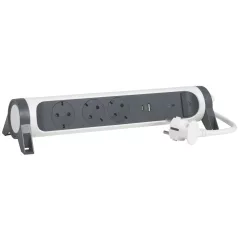   Elosztósor Premium 3x2P+F, túlfeszültség-védelemmel, USB-A + USB-C, 1,5 m vezetékkel, fehér/fekete