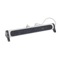   Elosztósor Premium 5x2P+F, túlfeszültség-védelemmel, USB-A + USB-C, 1,5 m vezetékkel, fehér/fekete