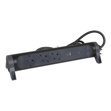 Elosztósor Premium 3x2P+F, túlfeszültség-védelemmel, USB-A + USB-C, 1,5 m vezetékkel, fekete