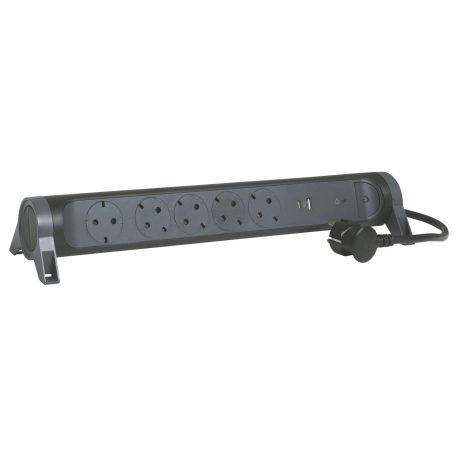 Elosztósor Premium 5x2P+F, túlfeszültség-védelemmel, USB-A + USB-C, 1,5 m vezetékkel, fekete