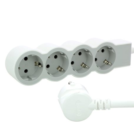 Elosztósor Standard 4x2P+F, 3 m vezetékkel, fehér-szürke