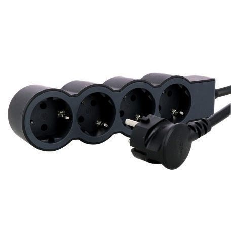 Elosztósor Standard 4x2P+F, 3 m vezetékkel, fekete