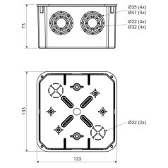 KOPOS doboz+fedél 132x132x72 KO 125 KA