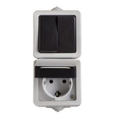   Kanlux TEKNO 05-3529-143 fek függőleg Csillárkapcs+dugalj,gyerv.IP54 27136
