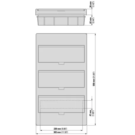 Eaton Süllyesztett lakáselosztó 3X12M BC-U-3/36-ECO átlátszó ajtó 284641