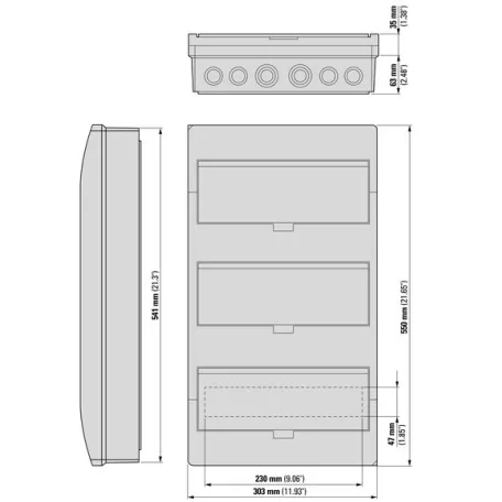 Eaton Falon kívüli lakáselosztó 3X12M BC-O-3/36-ECO átlátszó ajtó+sin 284640