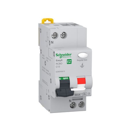 SCHNEIDER EASY9 PRO Áramvédős kismegszakító, A osztály, 1P-N, C, 13A, 30mA EZ9D55613