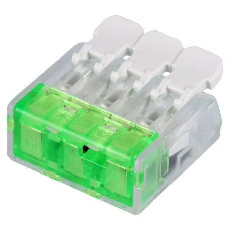 Tracon 0,2-4(2,5)mm2, 32A, 450VAC 3P RVOG3 Csavar nélküli vezetékösszekötő, nyitható átlátszó 5997374233033