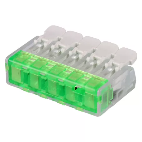 Tracon 0,2-4(2,5)mm2, 32A, 450VAC 5P RVOG5 Csavar nélküli vezetékösszekötő, nyitható átlátszó 5997374233040