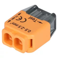   Tracon 2x0,5-2,5mm2, 450VAC, max. 16A RVU2,5-2 Csavar nélküli vezetékösszekötő, narancssárga 5997374233057
