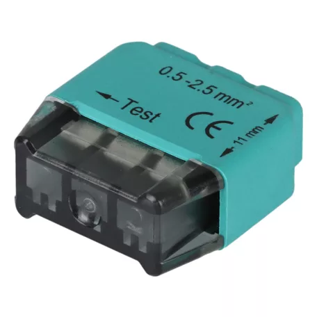 Tracon 3x0,5-2,5mm2, 450VAC, max. 16A RVU2,5-3 Csavar nélküli vezetékösszekötő, zöld 5997374233064