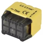 Tracon 6x0,5-2,5mm2, 450VAC, max. 16A RVU2,5-6 Csavar nélküli vezetékösszekötő, sárga 5997374233095