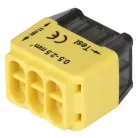 Tracon 6x0,5-2,5mm2, 450VAC, max. 16A RVU2,5-6 Csavar nélküli vezetékösszekötő, sárga 5997374233095