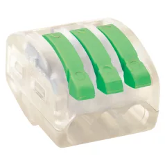   Tracon 0,75-4mm2, 32A, 400VAC 3P OVOT2,5-3 Csavar nélküli vezetékösszekötő, nyitható átlátszó 5997374206648