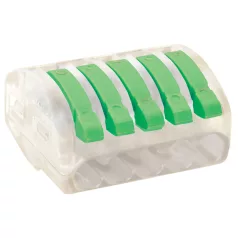   Tracon 0,75-4mm2, 32A, 400VAC 5P OVOT2,5-5 Csavar nélküli vezetékösszekötő, nyitható átlátszó 5997374206655