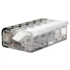   Tracon 0,2-4mm2, 32A, 450VAC 5P RVON5 Csavar nélküli vezetékösszekötő, nyitható átlátszó 5997374216098