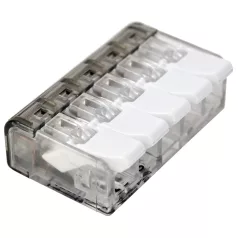   Tracon 0,2-4mm2, 32A, 450VAC 5P RVON5 Csavar nélküli vezetékösszekötő, nyitható átlátszó 5997374216098