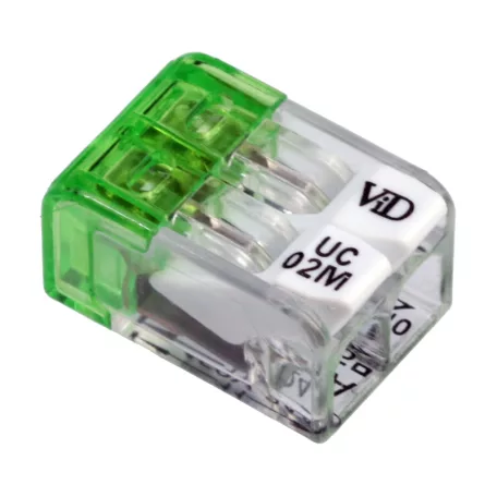 Tracon 0,2-2,5mm2, 24A, 450VAC 2P RVONK2 Csavar nélküli vezetékösszekötő, nyitható átlátszó 5997374226318