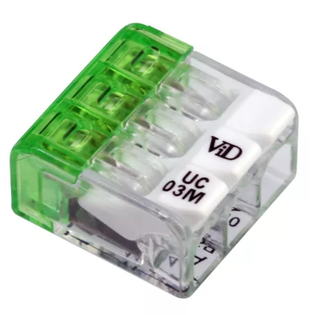 Tracon 0,2-2,5mm2, 24A, 450VAC 3P RVONK3 Csavar nélküli vezetékösszekötő, nyitható átlátszó 5997374226325