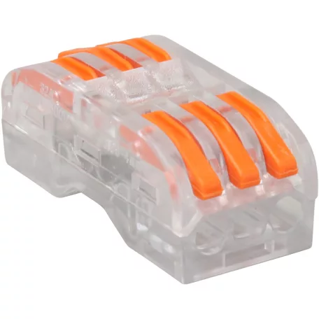 Tracon 0,5-4mm2, 32A, 400VAC 3P OVOTT33 Csavar nélküli vezetékösszekötő, toldó, nyitható, átlátszó 5997374224987