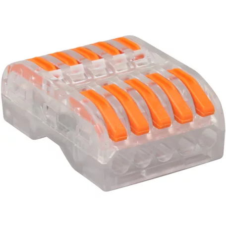 Tracon 0,5-4mm2, 32A, 400VAC 5P OVOTT55 Csavar nélküli vezetékösszekötő, toldó, nyitható, átlátszó 5997374225007