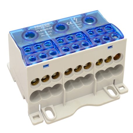 Tracon 3×1×50(35)mm2 / 3×6×16(10)mm2, 690VAC/DC, 175 A FLSO50-3P Fővezetéki leágazó sorkapocs nyitható fedéllel 5997374211932