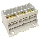 Tracon 4×35(25)mm2 / 3×5×10,3×2×25 / 4×16,6×25mm2, 690VAC/DC,125A FLSO35-4P Fővezetéki leágazó sorkapocs nyitható fedéllel 5997374211017