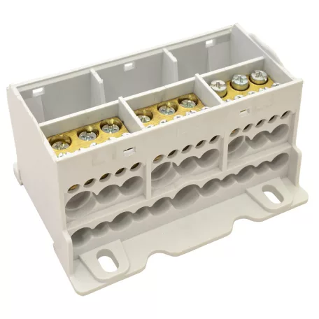 Tracon 4×35(25)mm2 / 3×5×10,3×2×25 / 4×16,6×25mm2, 690VAC/DC,125A FLSO35-4P Fővezetéki leágazó sorkapocs nyitható fedéllel 5997374211017