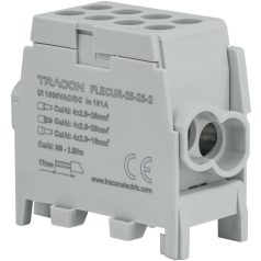   Tracon 2.5-25mm2, max. 1000VAC/DC, max.101A FLECUR-25-25-2 Főáramköri leágazó kapocs,sínre,szürke,engedélyes 5997374192439