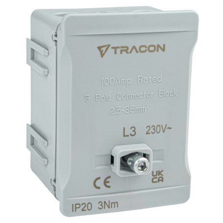 Tracon 2x35mm2 / 3x35mm2, 690VAC, 100A FSK35SZ Fővezetéki sorozatkapocs, plombálható, szürke 5997374129275