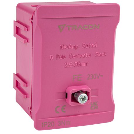 Tracon 2x35mm2 / 3x35mm2, 690VAC, 100A FSK35R Fővezetéki sorozatkapocs, plombálható, rózsaszín 5997374129251