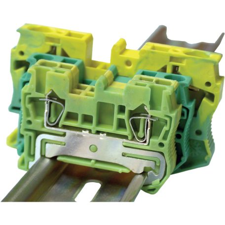 Tracon 0,2-2,5mm2, 30A TSKB2JD/4 Négykapcsos védővezető sorozatk., rugós, sínre, zöld/sárga 5997374144247