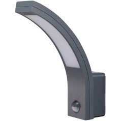   Tracon 230VAC, 15W, 140°, 2-9m, 10s-5m, 4500K , IP54, 1100lm, EEI=G SLIA15W Mozgásérzékelős fali lámpatest, ívelt forma, antracit 5997374222136