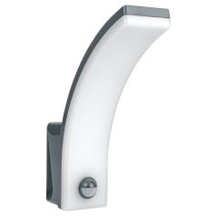   Tracon 230VAC, 20W, 140°, 2-9m,10s-15m, 4500K , IP65, 2300lm, EEI=E SLIBA20W Mozgásérzékelős fali lámpatest, ívelt forma, antracit 5997374124003