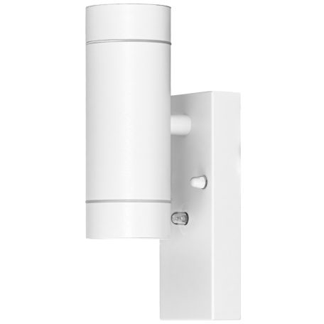 Tracon 100-240VAC, 50Hz, 2xGU10, max.35W, 30lux, IP44 SPGU10IPFA2F Oldalfali spot lámpatest alkonykapcsolóval, kültéri, fehér 5997374127226