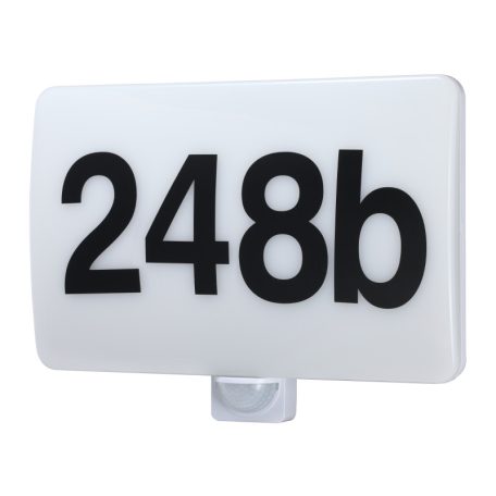 Tracon 230VAC, 20W, 180°, 2-10m, 10s-15m, 4500K , IP65,1800lm,EEI=F MFHV20W Házszám világító tábla mozgásérzékelővel, számokkal 5997374125895