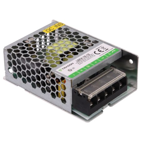 Tracon 90-264VAC/12VDC,15W,0-1,3A, IP20 LDCV-15-12 Fém házas LED meghajtó 5997374232203